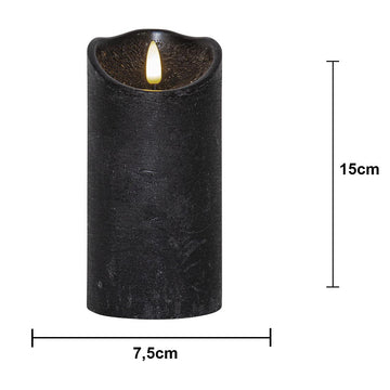 LED Blockljus Flamme Rustic Svart 7,5x15 cm