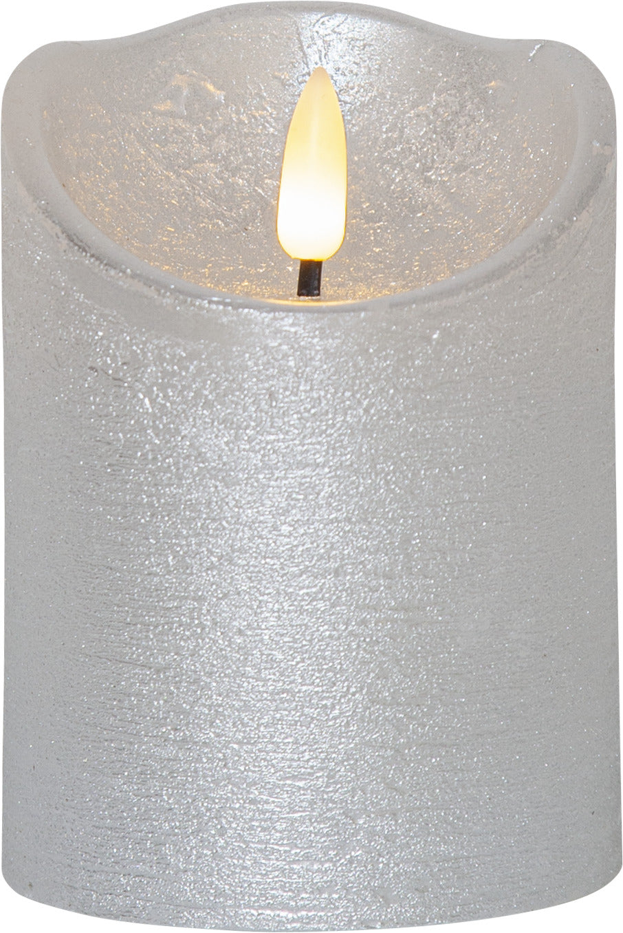 LED Blockljus Flamme Rustic Silver 7,5x10 cm