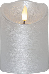 LED Blockljus Flamme Rustic Silver 7,5x10 cm