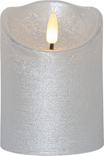 LED Blockljus Flamme Rustic Silver 7,5x10 cm