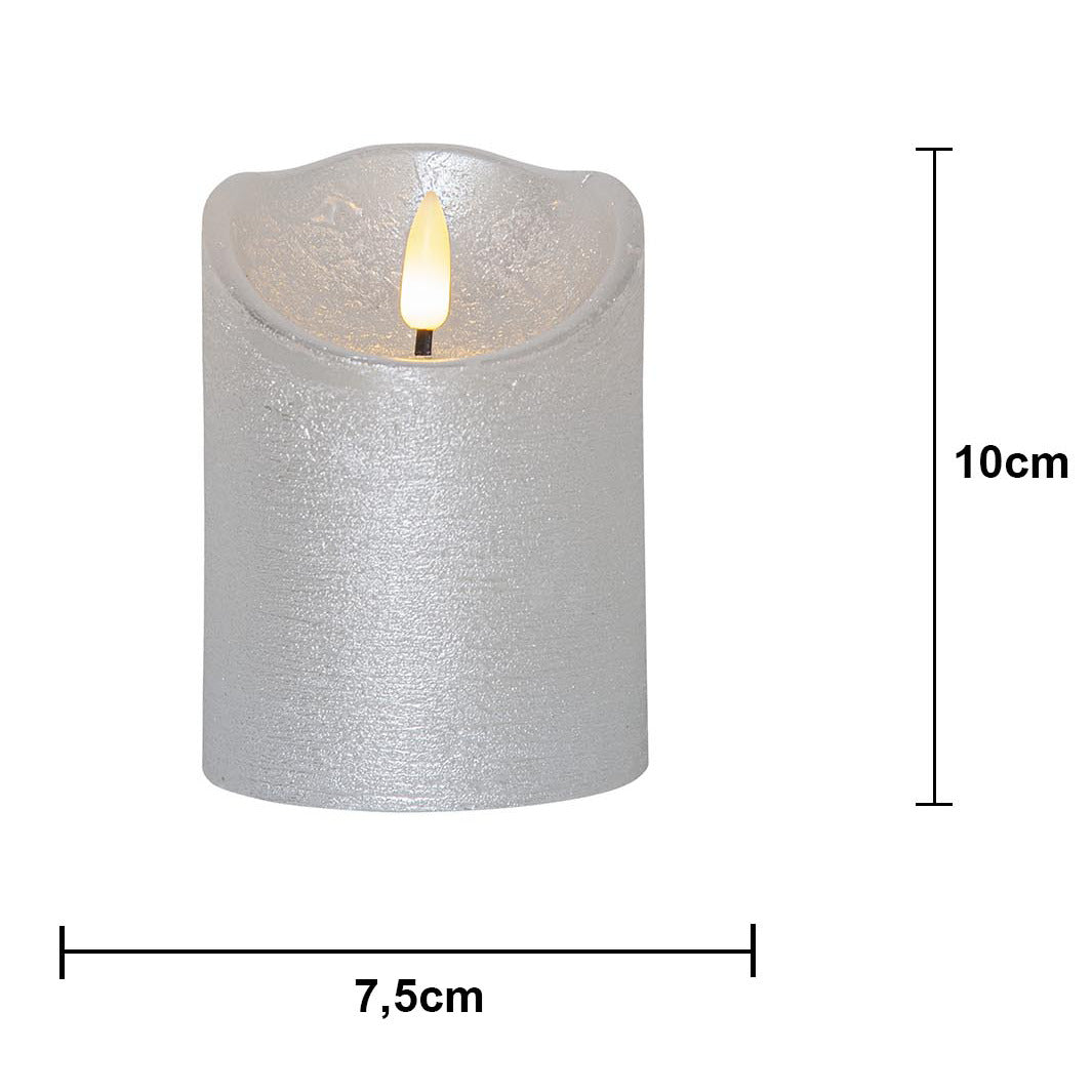 LED Blockljus Flamme Rustic Silver 7,5x10 cm