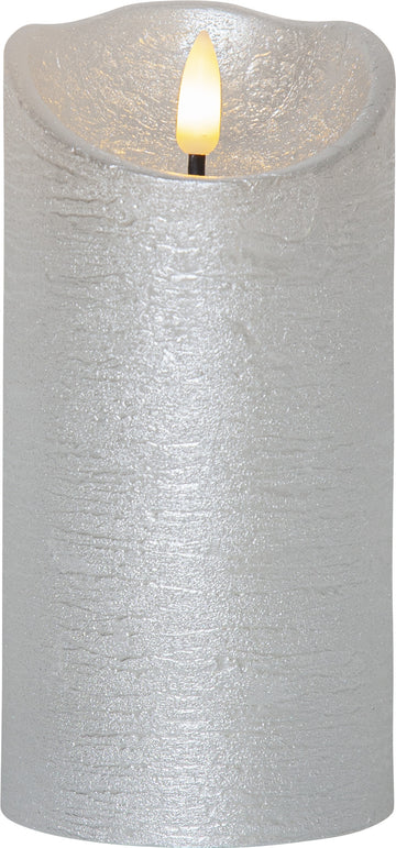 LED Blockljus Flamme Rustic Silver 7,5x15 cm