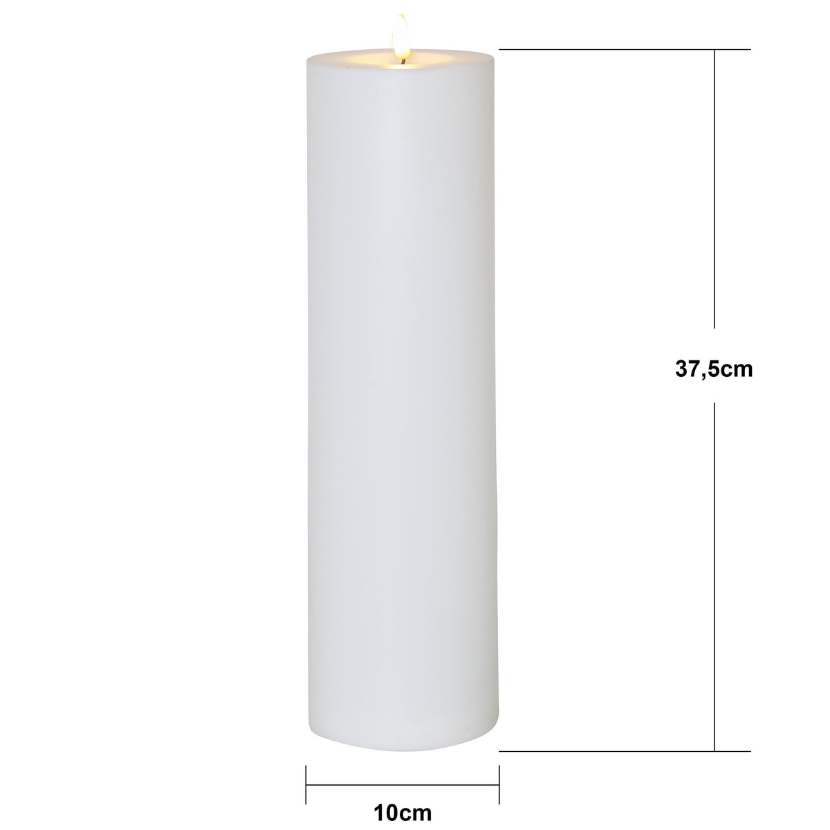 LED Ljus Flamme Rak Vit 10x37,5 cm