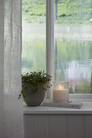 LED Ljus Flamme Romb Transp. glas 12,5 cm