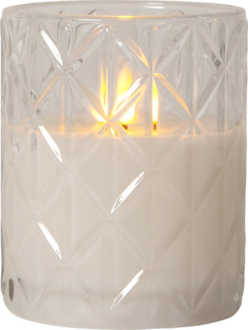 LED Ljus Flamme Romb Transp. glas 12,5 cm