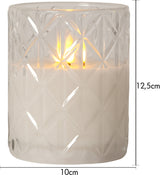 LED Ljus Flamme Romb Transp. glas 12,5 cm