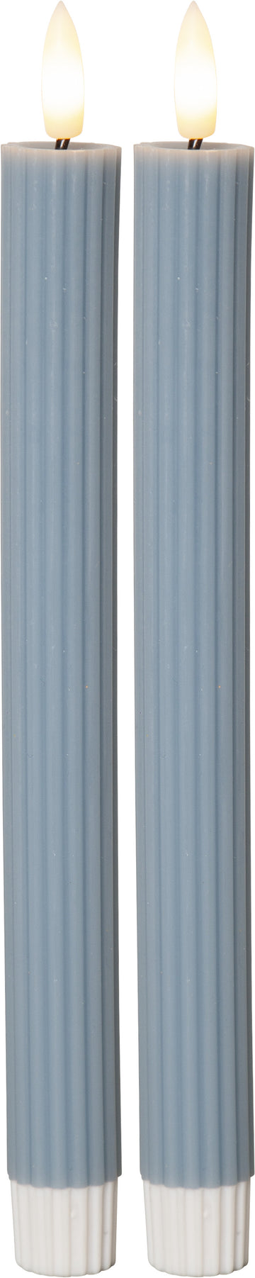 LED Antikljus 2-pack Flamme Stripe Blå 25 cm