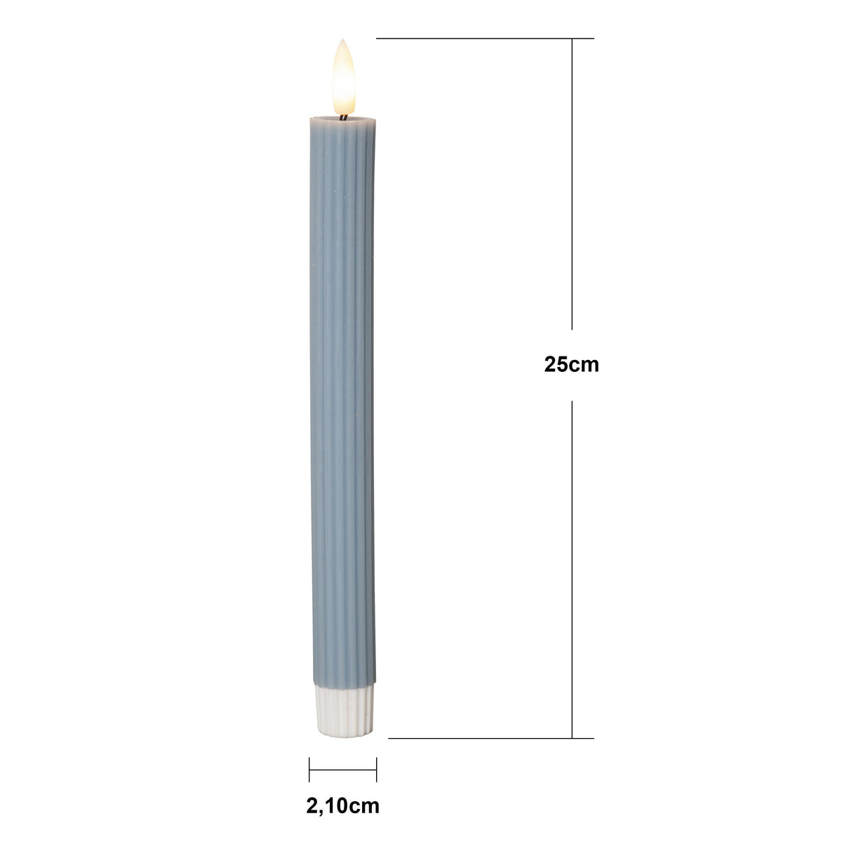 LED Antikljus 2-pack Flamme Stripe Blå 25 cm