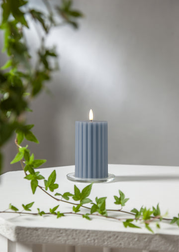 LED Blockljus Flamme Stripe Blå 7,5x15 cm