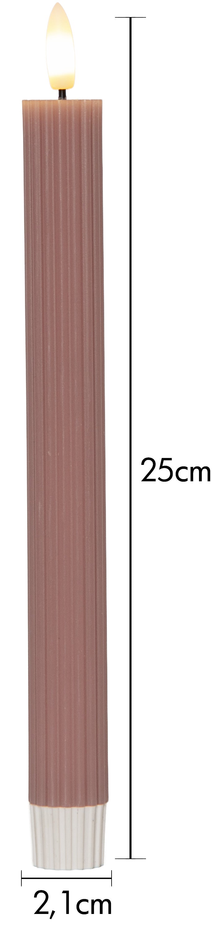 LED Antikljus 2-pack Flamme Stripe Rosa 25 cm
