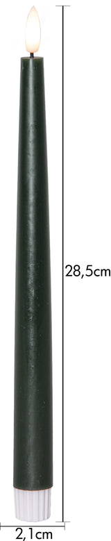 LED Antikljus 2-pack Flamme Slim Grön 28,5 cm