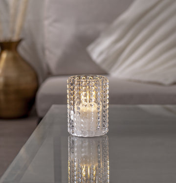 LED Ljus Flamme Dotty Transp. glas 13 cm