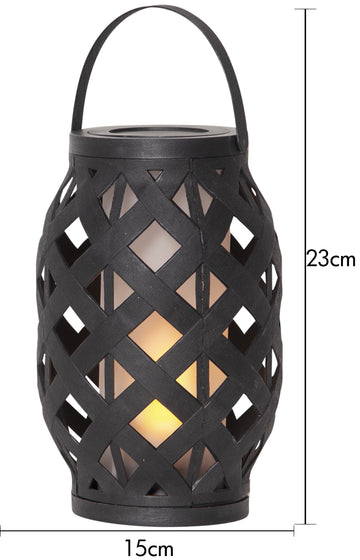 Lykta Flame Svart flätad 23 cm