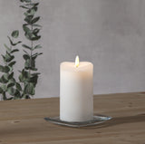 LED Blockljus Flamme Vit 7,5x14 cm