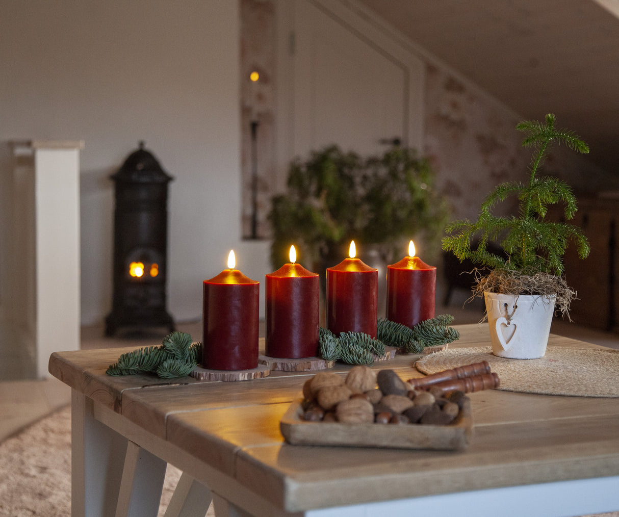 Blockljus LED 'Flamme' Röd H15cm