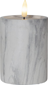 LED Blockljus Flamme Marble Grå 7,5x12,5 cm