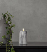 LED Blockljus Flamme Marble Grå 7,5x15 cm