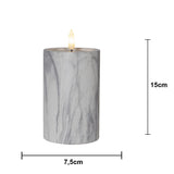 LED Blockljus Flamme Marble Grå 7,5x15 cm