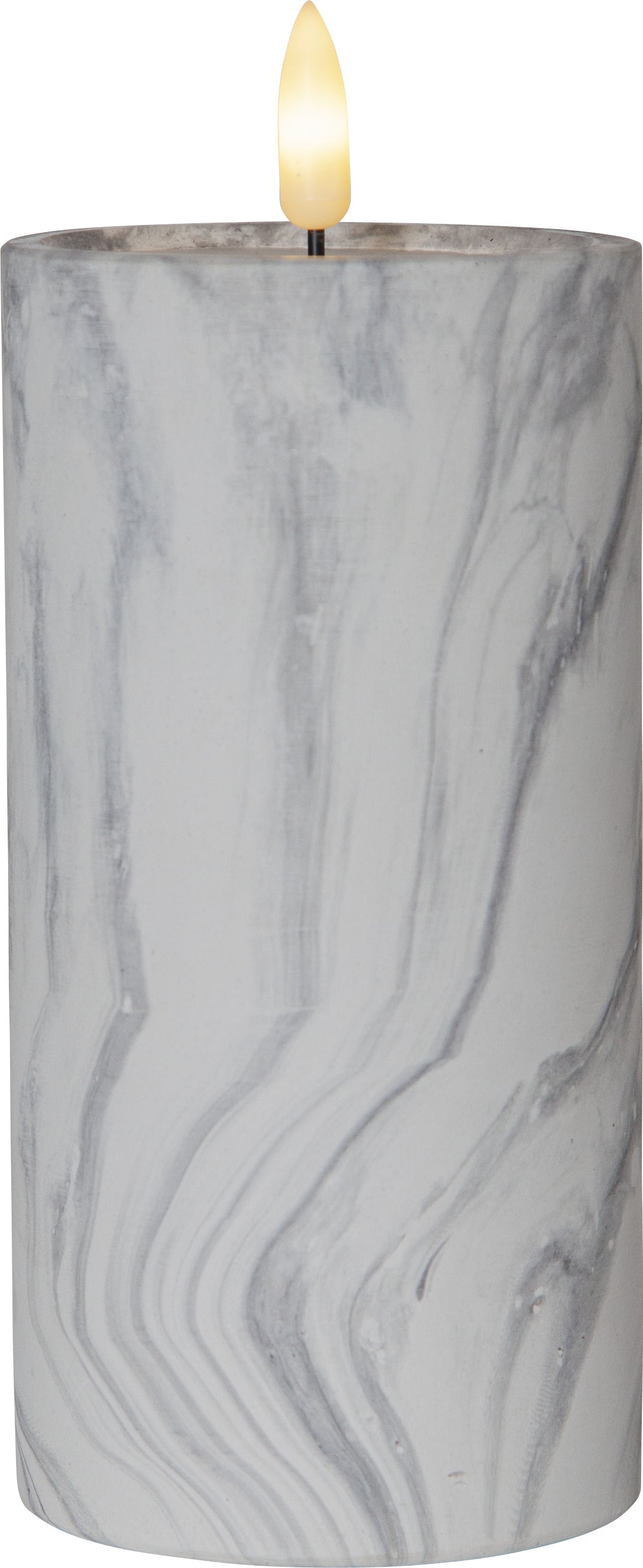 LED Blockljus Flamme Marble Grå 7,5x17,5 cm