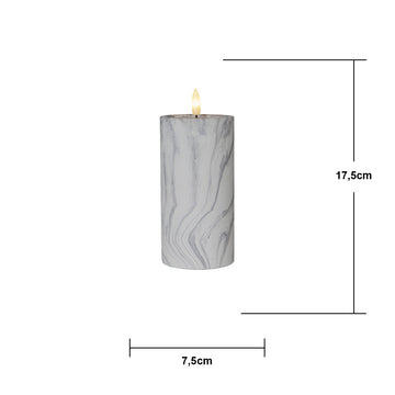 LED Blockljus Flamme Marble Grå 7,5x17,5 cm