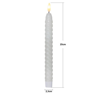 LED Antikljus 2-pack Flamme Swirl Vit 25 cm