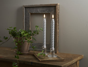 LED Antikljus 2-pack Flamme Swirl Grå 25 cm