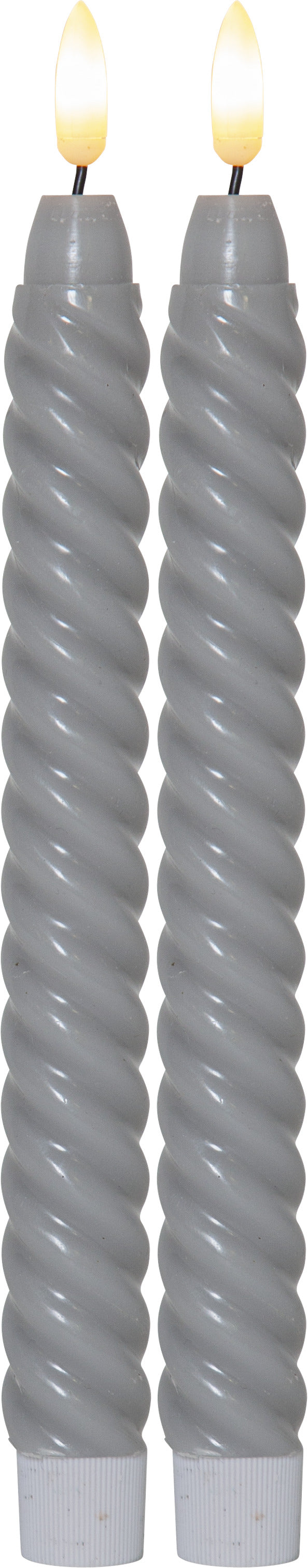 LED Antikljus 2-pack Flamme Swirl Grå 25 cm