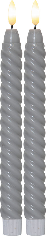 LED Antikljus 2-pack Flamme Swirl Grå 25 cm