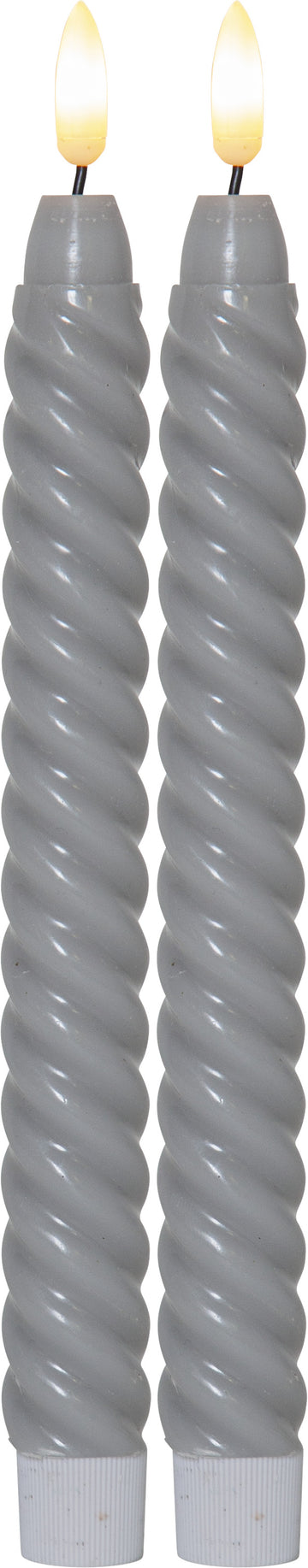 LED Antikljus 2-pack Flamme Swirl Grå 25 cm