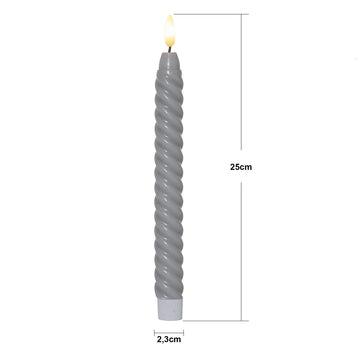 LED Antikljus 2-pack Flamme Swirl Grå 25 cm