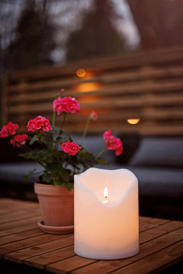 LED Blockljus Flamme Grand Vit 16x20 cm