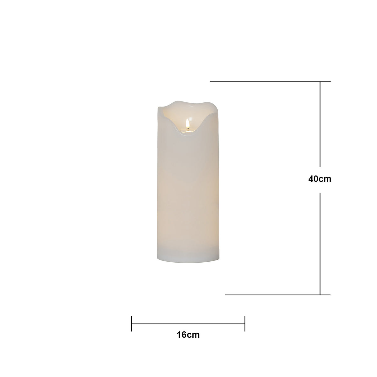 LED Blockljus Flamme Grand Vit 16x40 cm