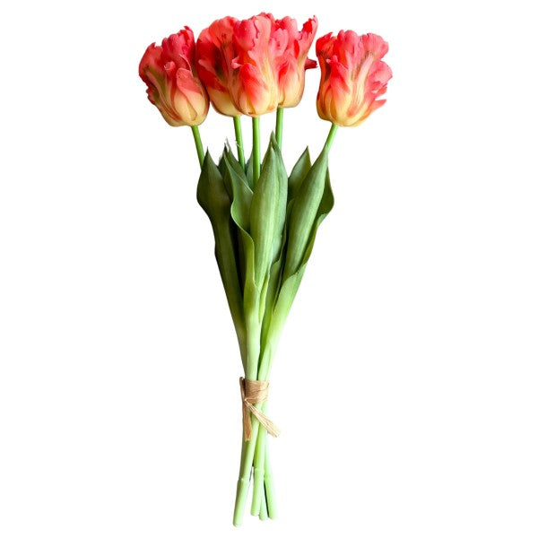 PARROT TULIP BOUQUET-5  ORANGE 45CM