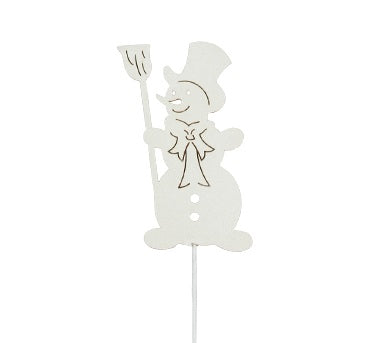Sticks Snögubbe trä Vit H8cm