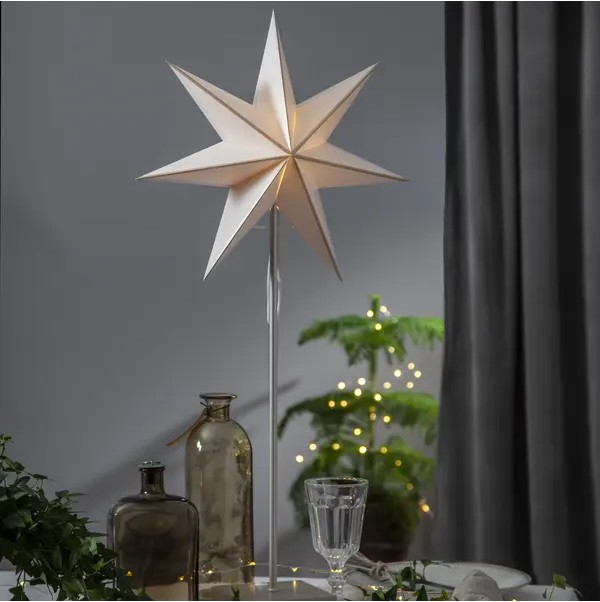 Stjärna på fot Astro Vit/svart B/O 75cm