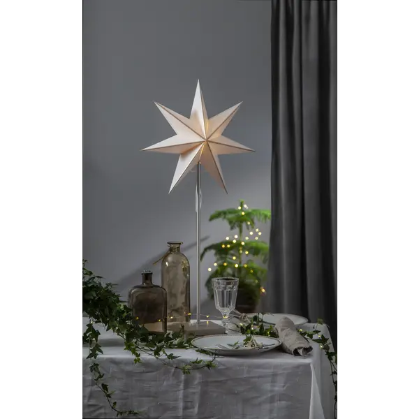 Stjärna på fot Astro Vit/svart B/O 75cm