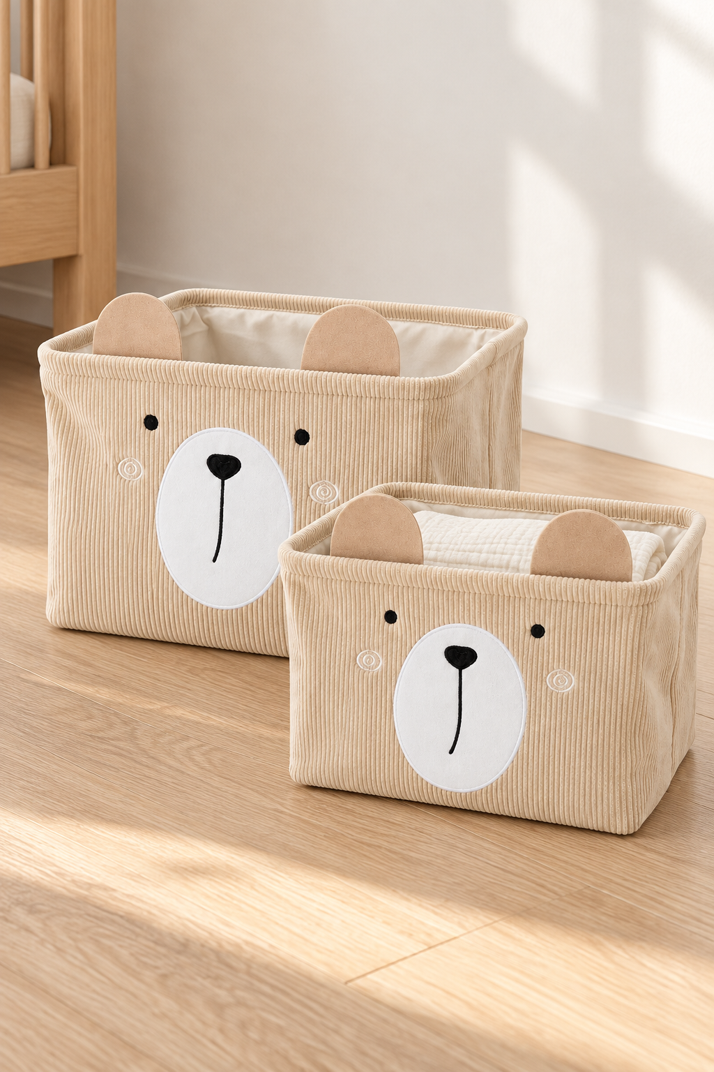 Set med 2 manchesterkorgar – beige