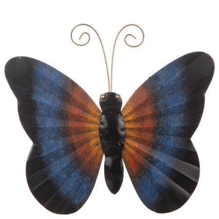 Fjäril vägg i hamrad plåt Blå-Orange 23cm