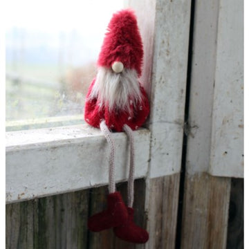 Tomte med pälsmössa Röd H20cm