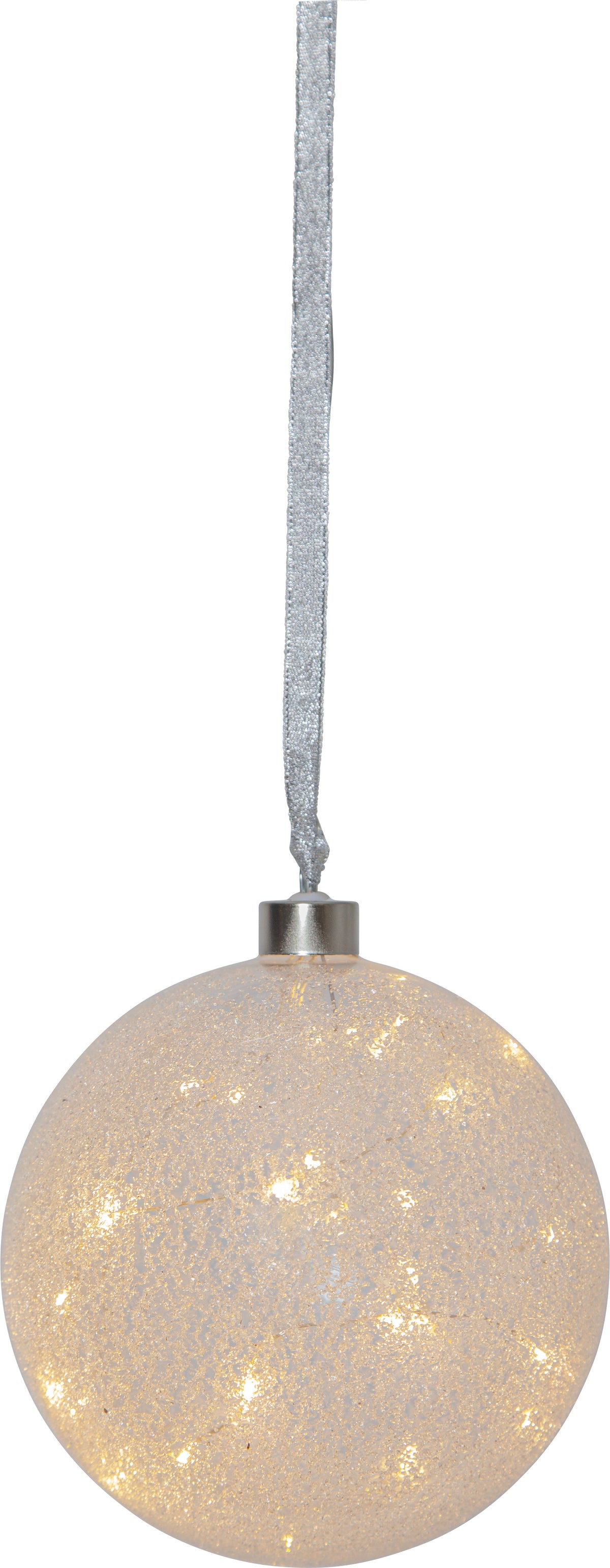 Glaskula Glow Snow Frostad 10cm