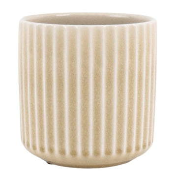 Kruka beige m ränder 13x14H cm