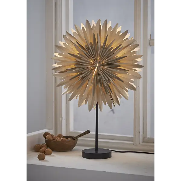 Stjärna på fot Winter Beig/guldprick 60cm