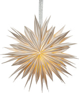Pappersstjärna Print Vit m.beige rand 60cm