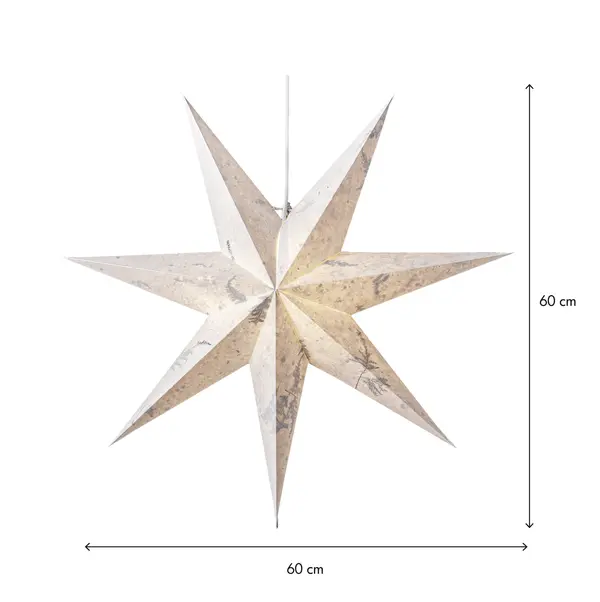 Pappersstjärna Care Vit gröna blad 60cm