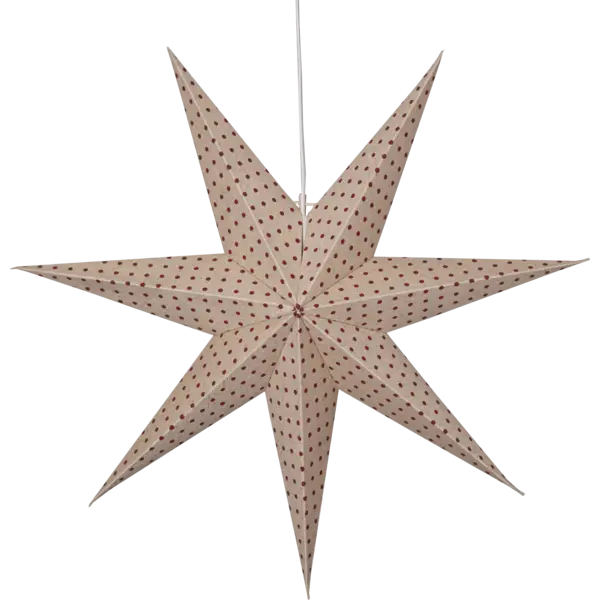 Pappersstjärna Cotton Beige m.röd prick 60cm