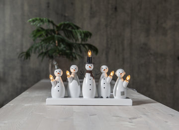 Ljusstake Snowman Vit 5L
