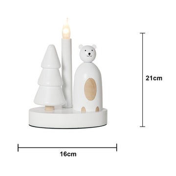 Ljusstake Christmas Joy Vit isbjörn 1L