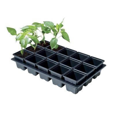 Krukset Fyrkantig med 15st 7cm planteringskrukor