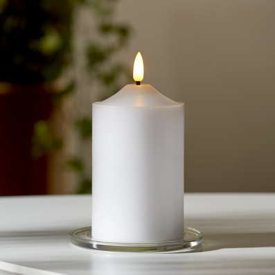 LED Blockljus 'Flame' Vit H15cm