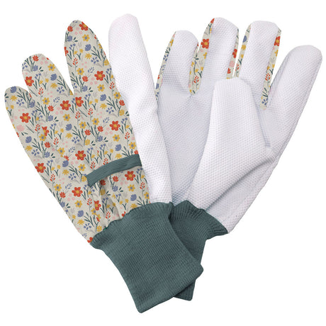 Kent & Stowe Trädgårdshandske Bomull 'Meadow Flowers Cream' Medium